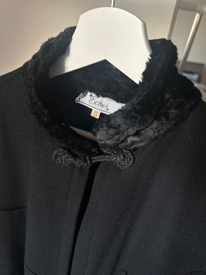 Luxury wool and astrakan poncho