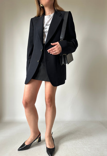 Minimal slim virgin wool blazer