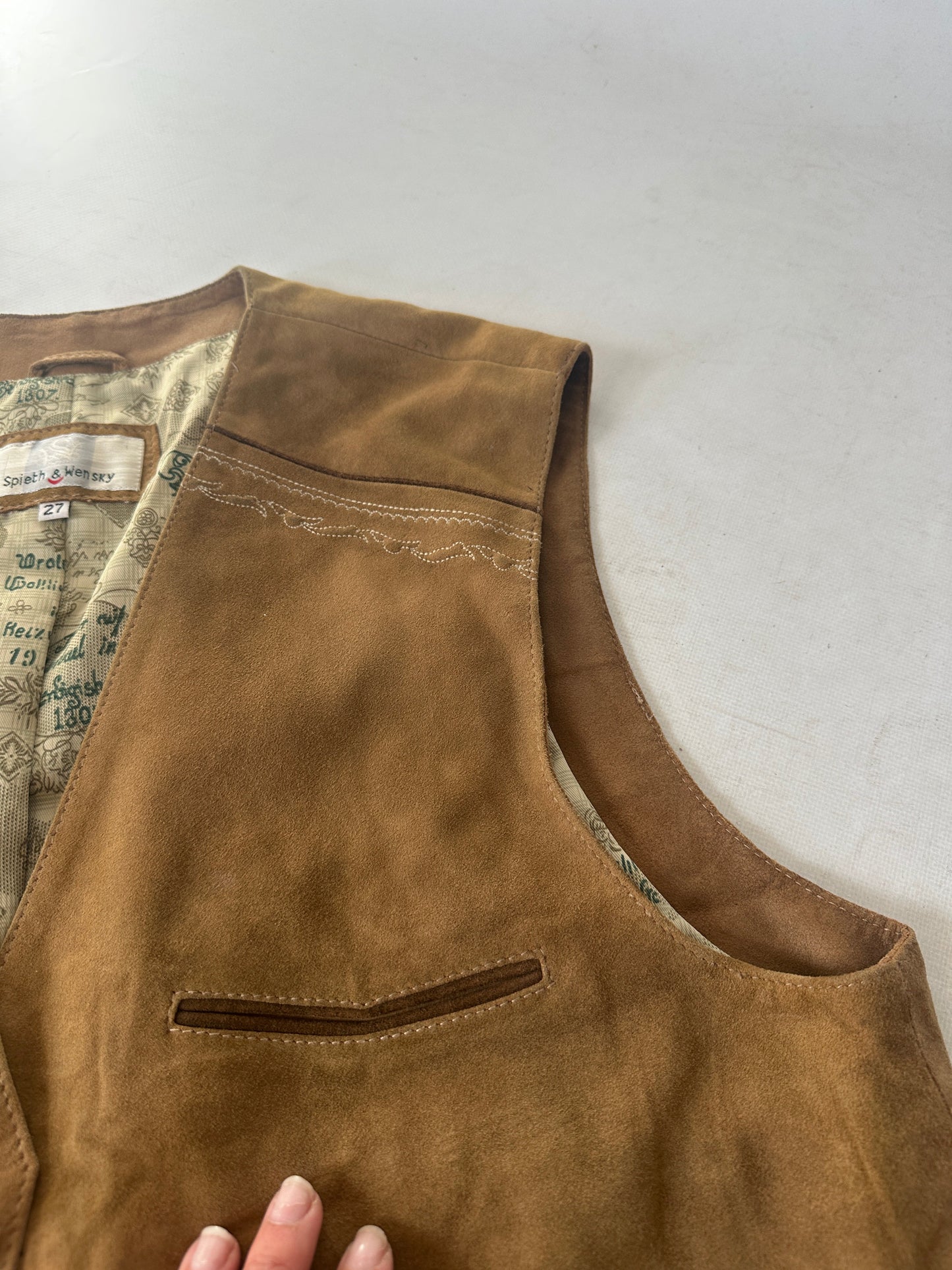 Camel suede vest