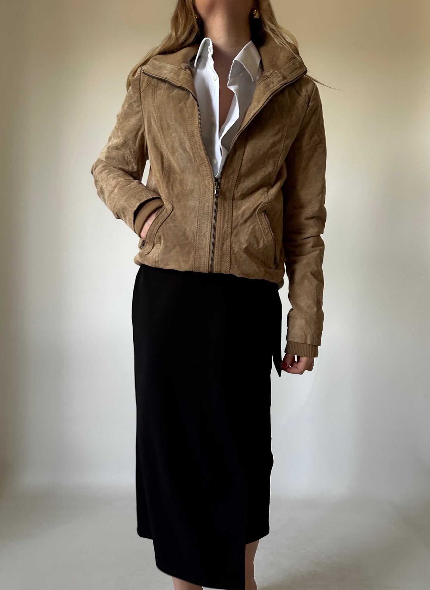 Spring petite suede bomber