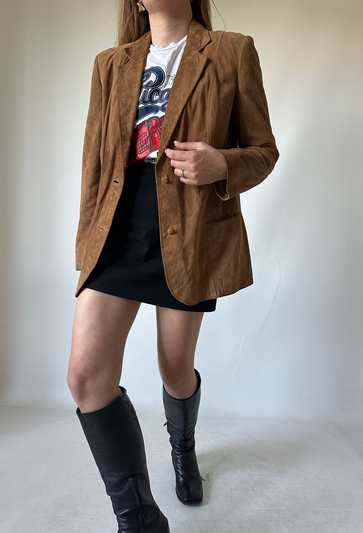 Petite suede blazer