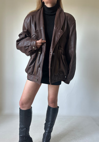 Dreamy chocolate leather bomber