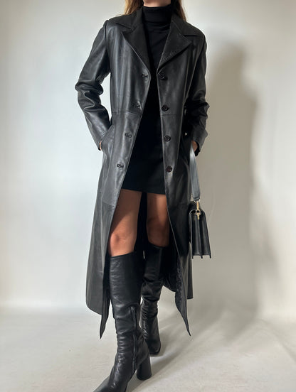 Iconic extra long leather trench