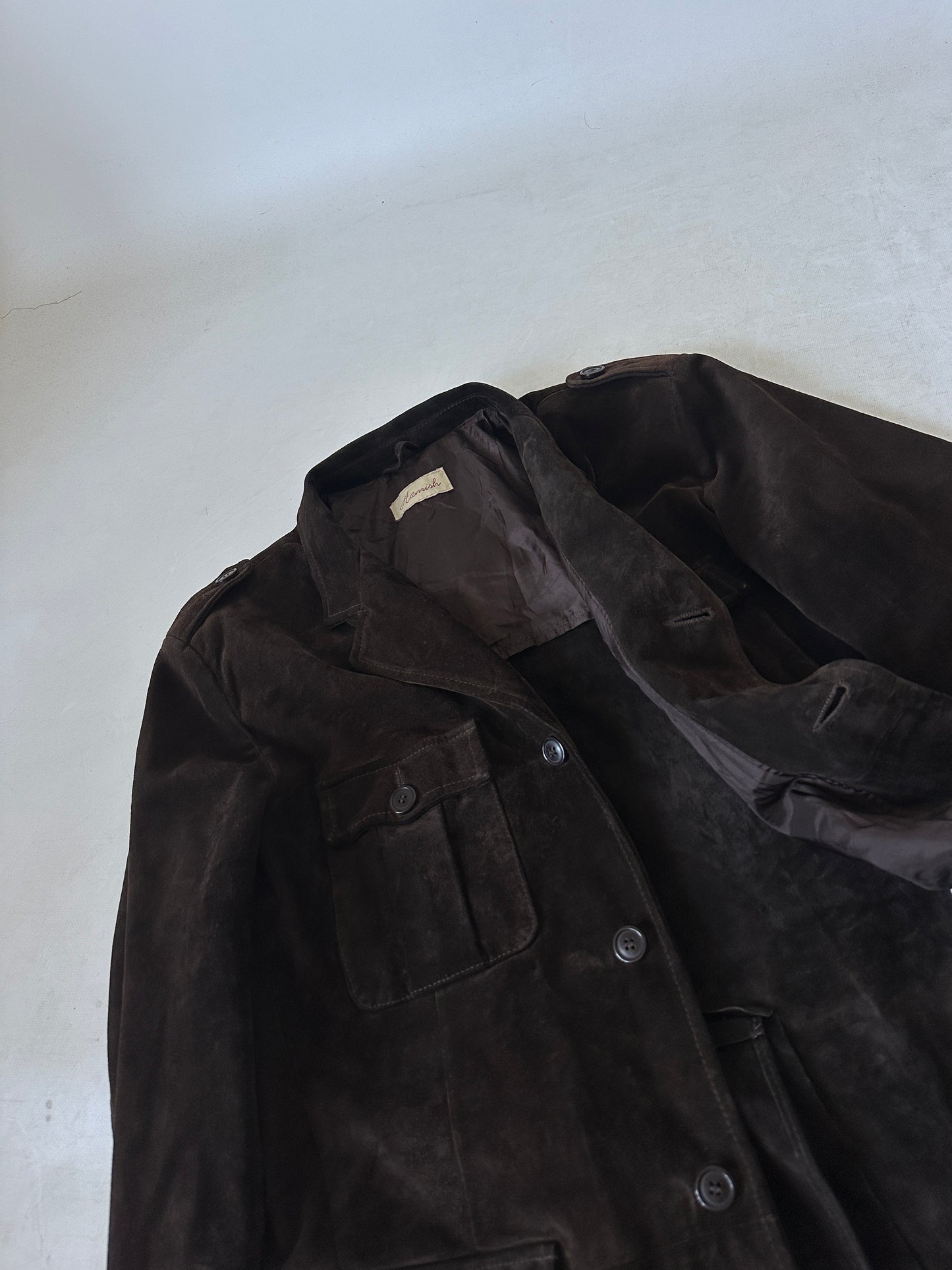 Giacca in suede cioccolato sfoderata