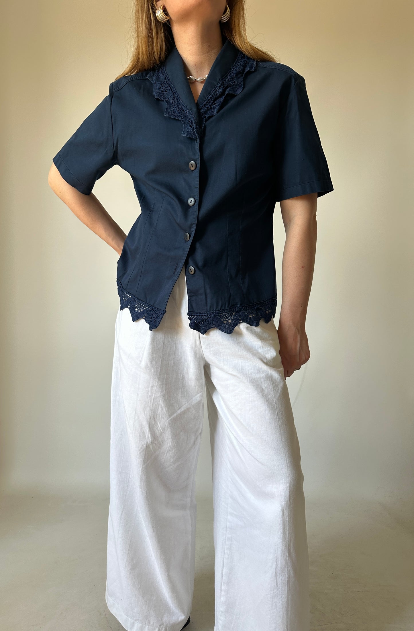 Navy cotton shirt jacket