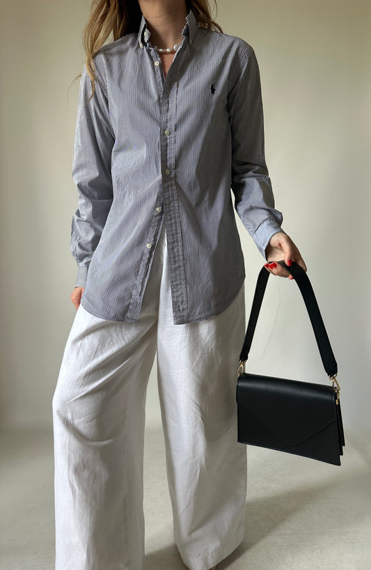 RALPH LAUREN black striped petite shirt