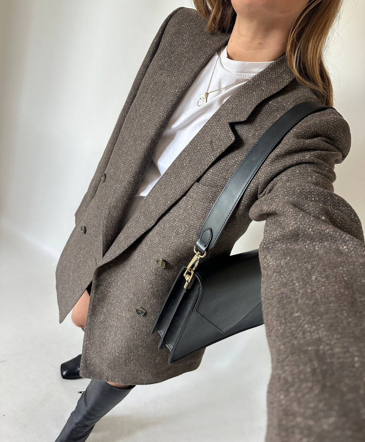 Chocolate herringbone blazer