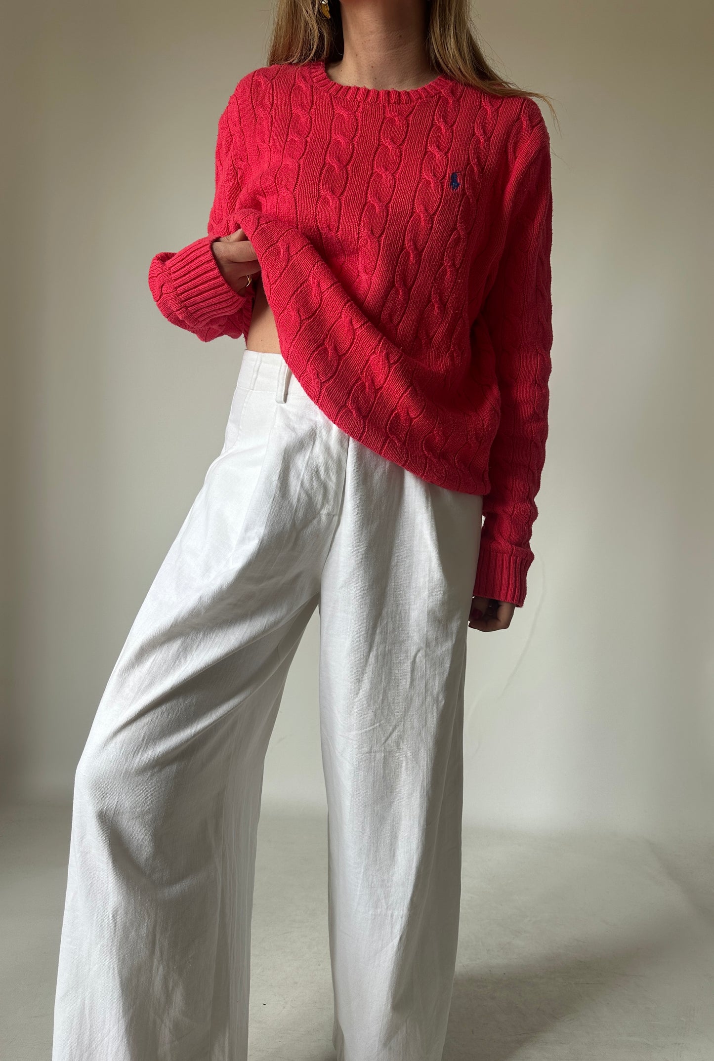 RALPH LAUREN strawberry cable-knit sweater