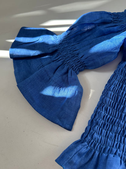 Top Dafne in lino - blu