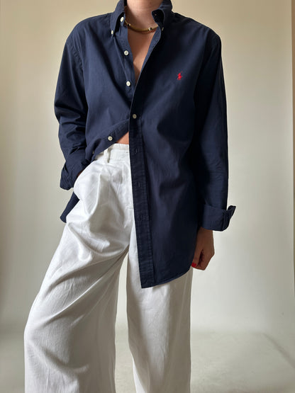 RALPH LAUREN navy petite shirt
