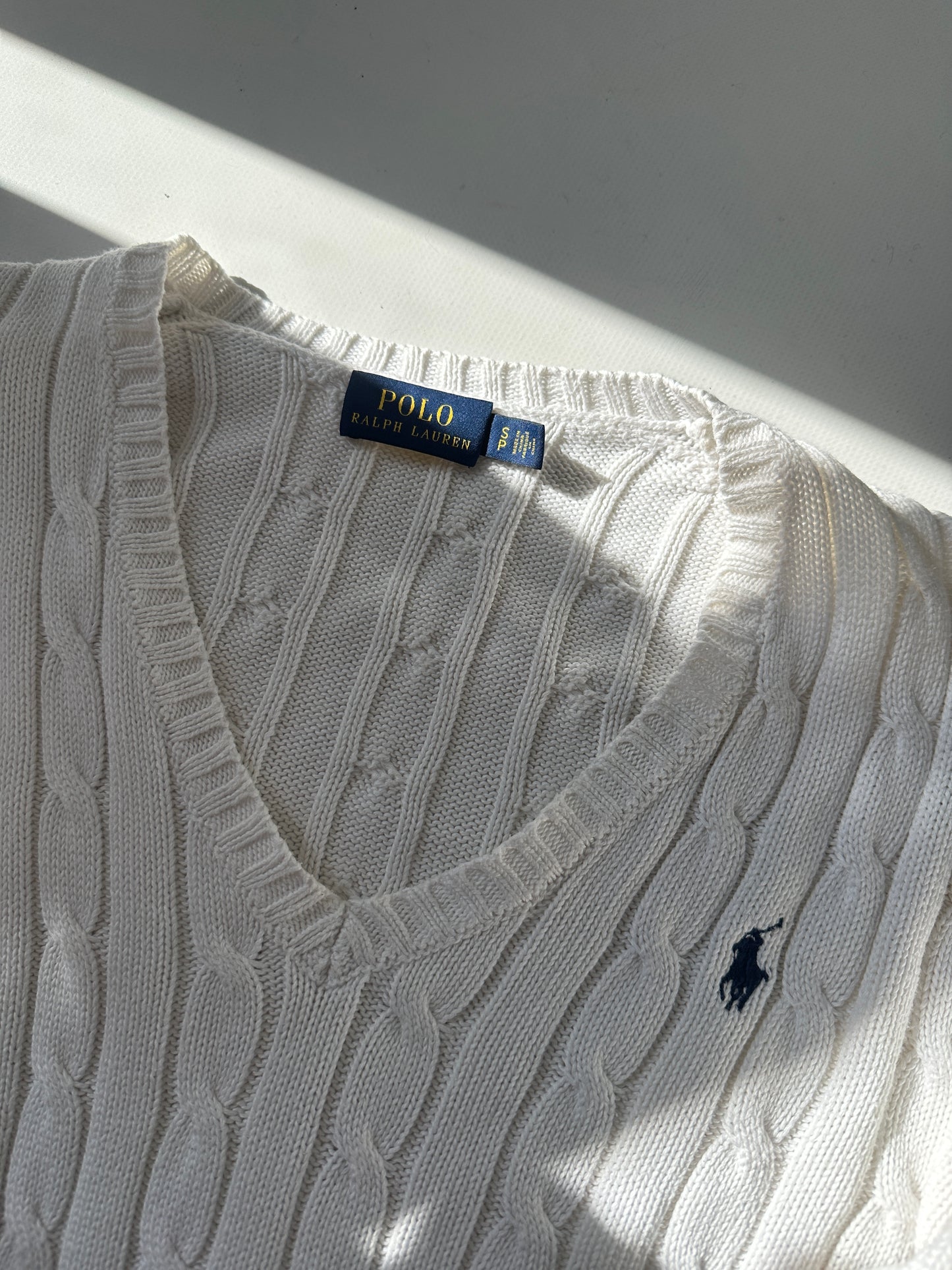 RALPH LAUREN white cable-knit sweater