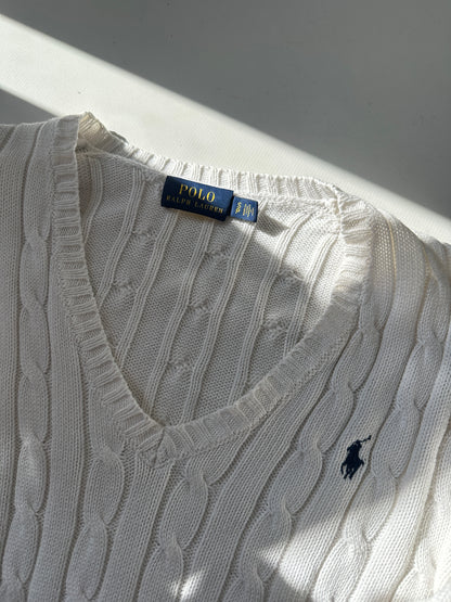 RALPH LAUREN white cable-knit sweater
