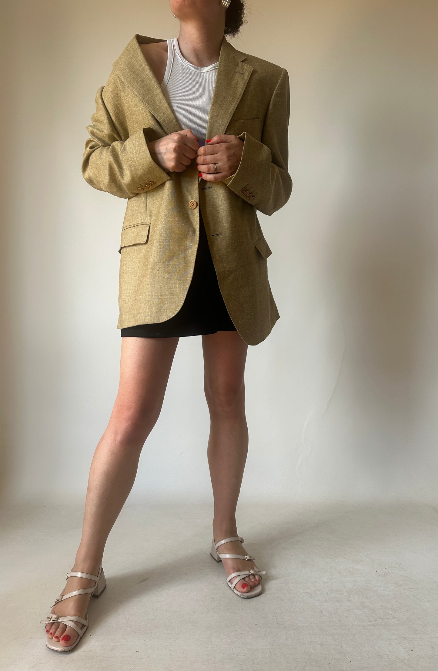 Blazer over in puro lino beige