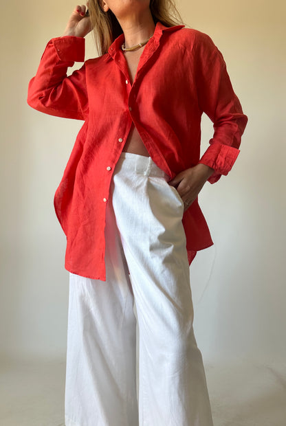 RALPH LAUREN coral linen shirt