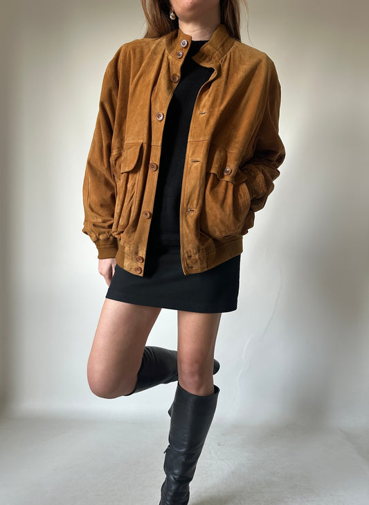 Petite suede bomber