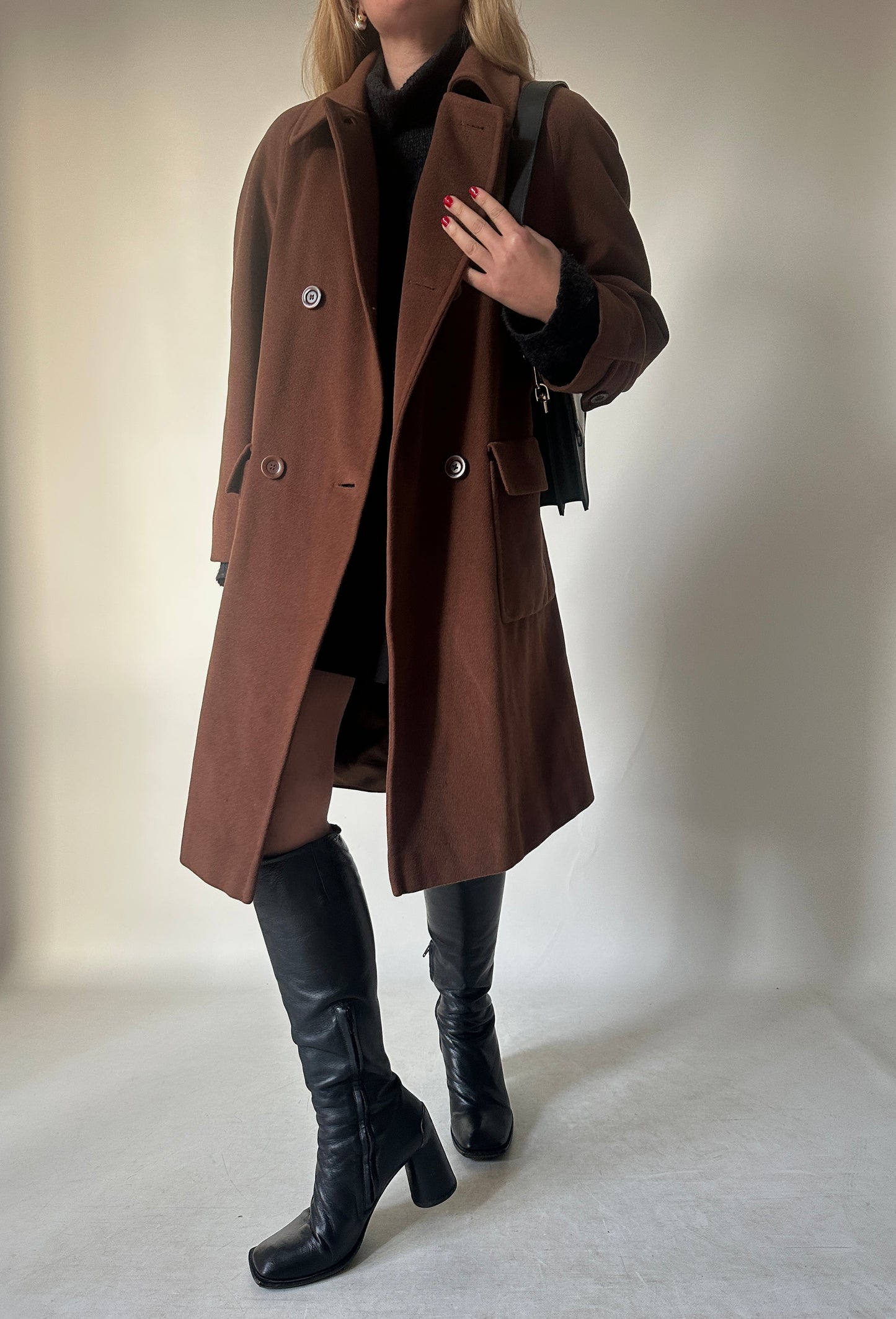 Chocolate wool and angora coat