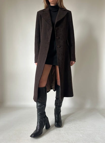Cappotto haute couture in lana cioccolato