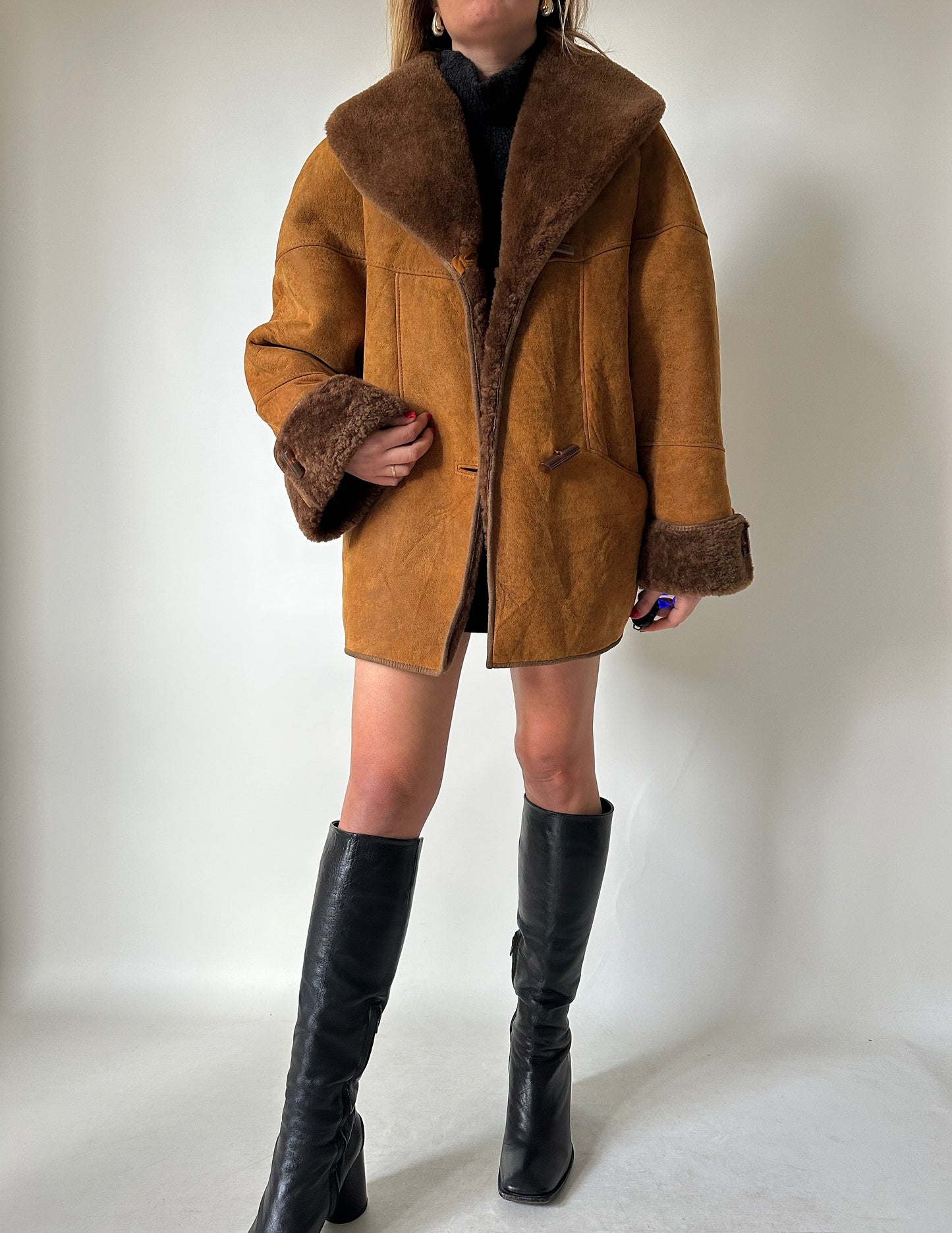Caramel distressed Shearling