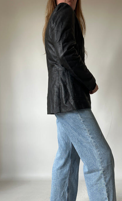 Nappa leather slim jacket