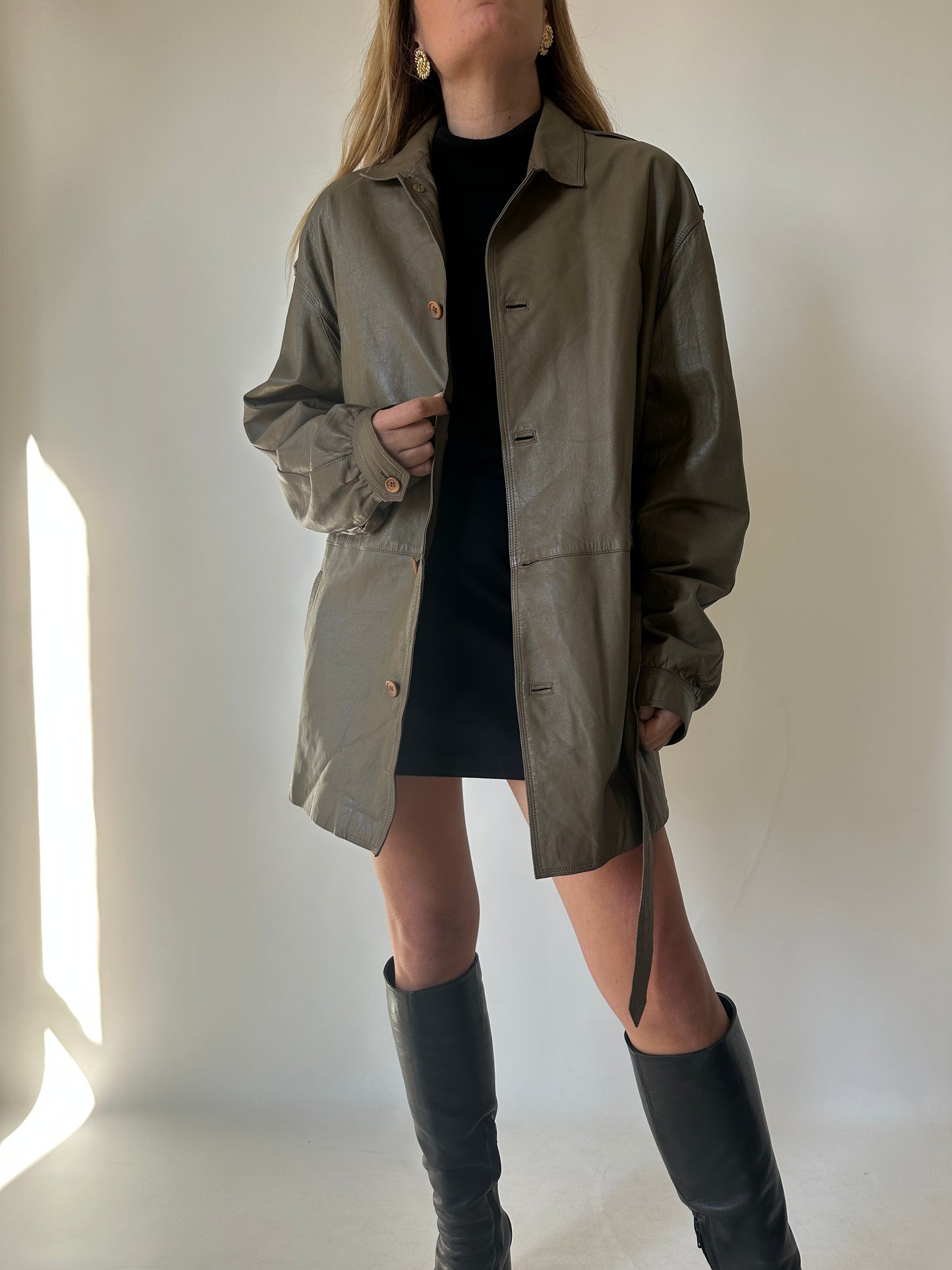 Utility leather jacket