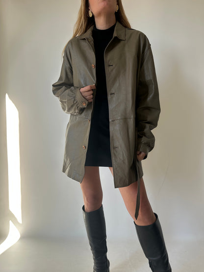 Utility leather jacket