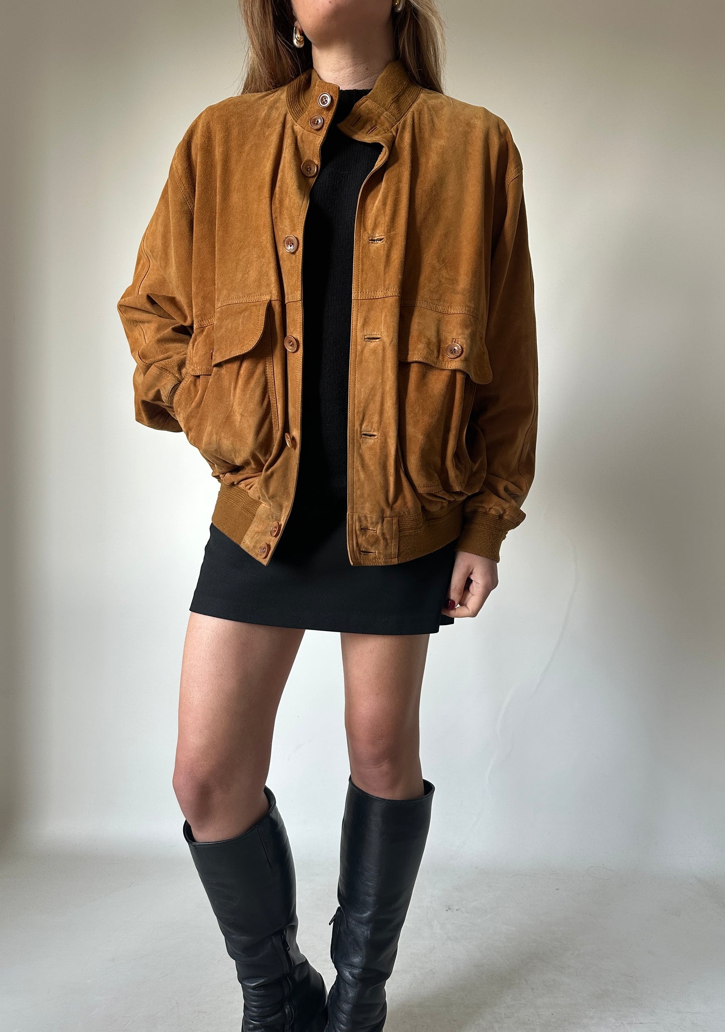 Petite suede bomber