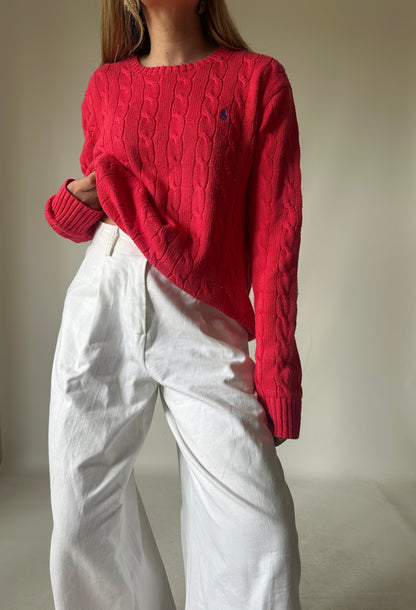 RALPH LAUREN strawberry cable-knit sweater