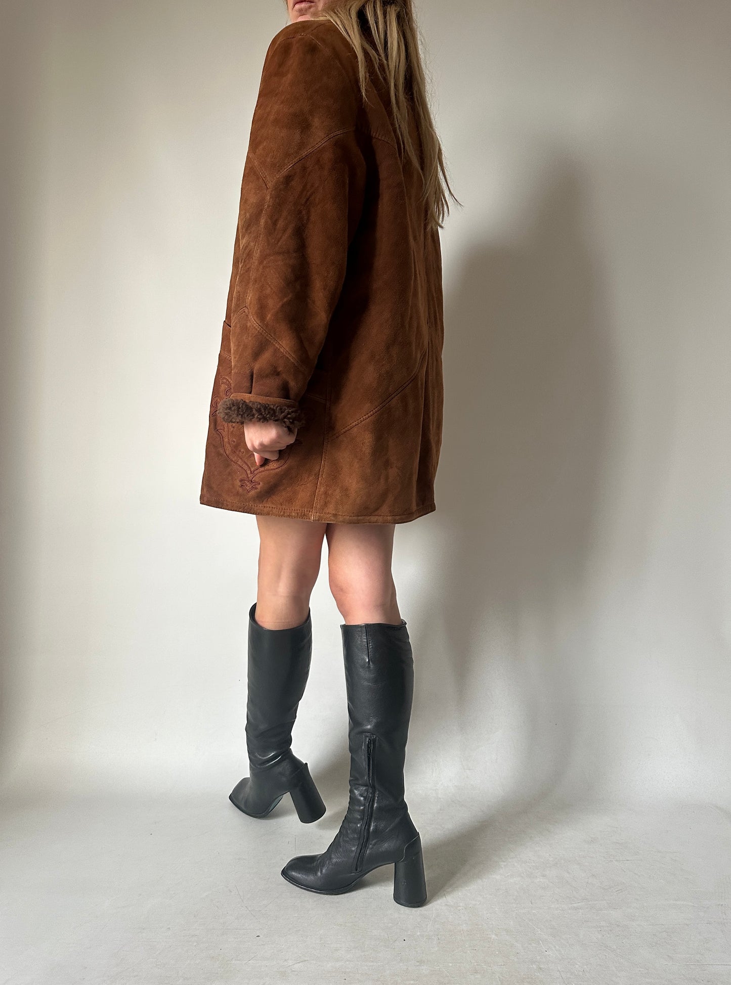 Shearling caramello con ricami - taglia 42
