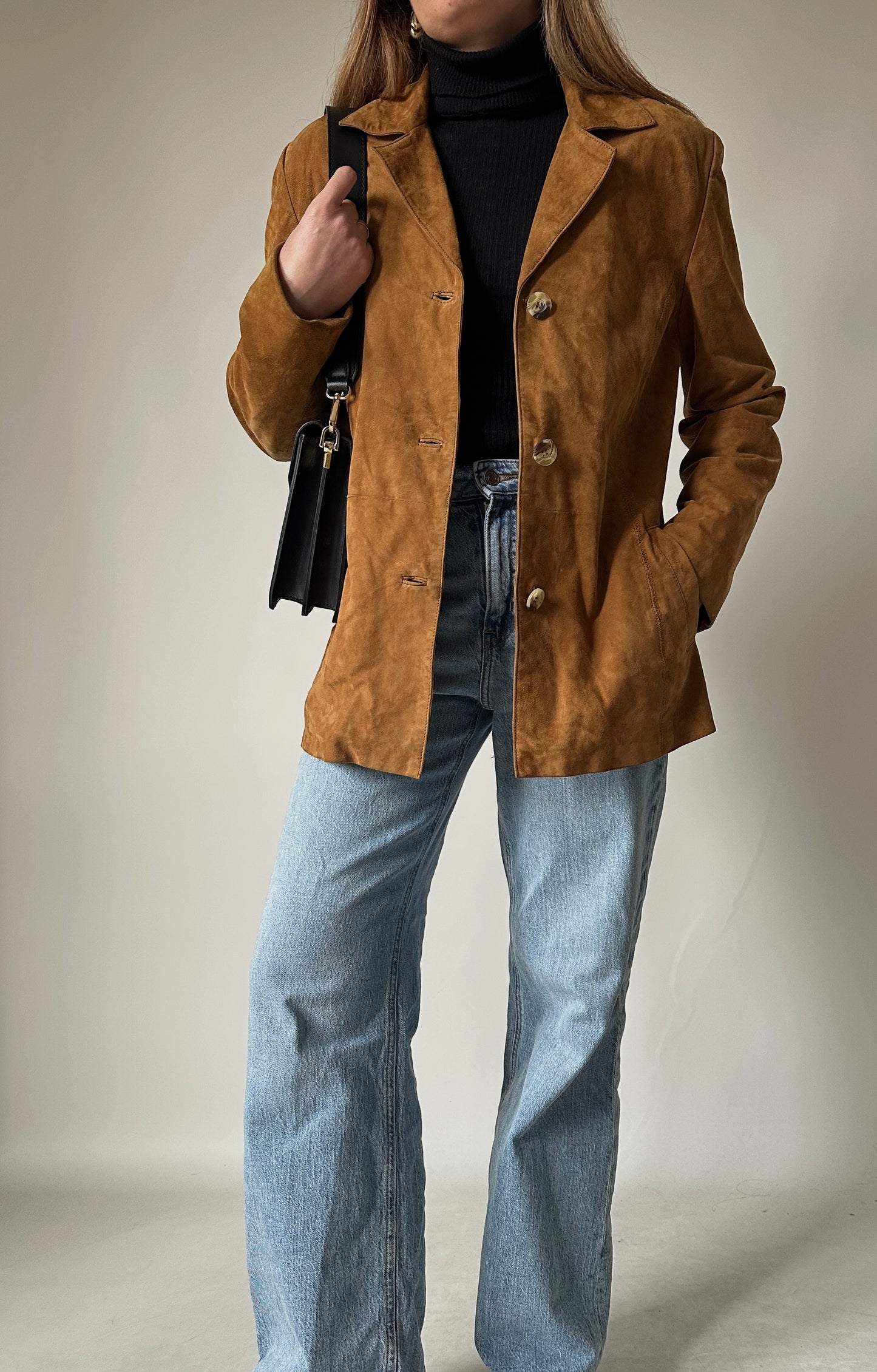 Suede brown petite jacket