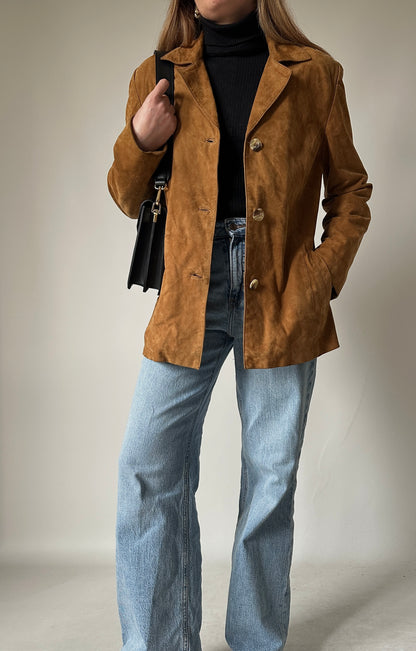 Suede brown petite jacket