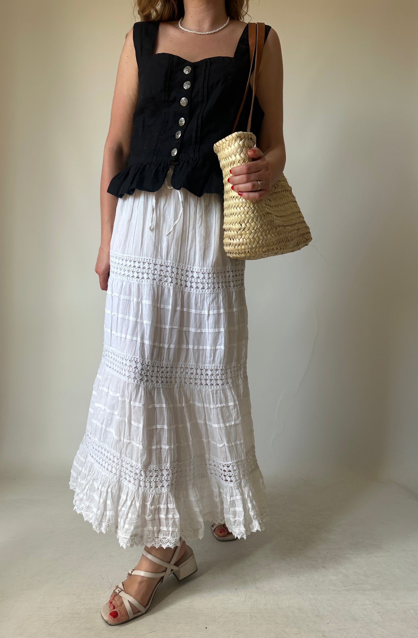 Unique embroidered white skirt
