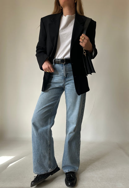 Blazer nero fresco lana merinos