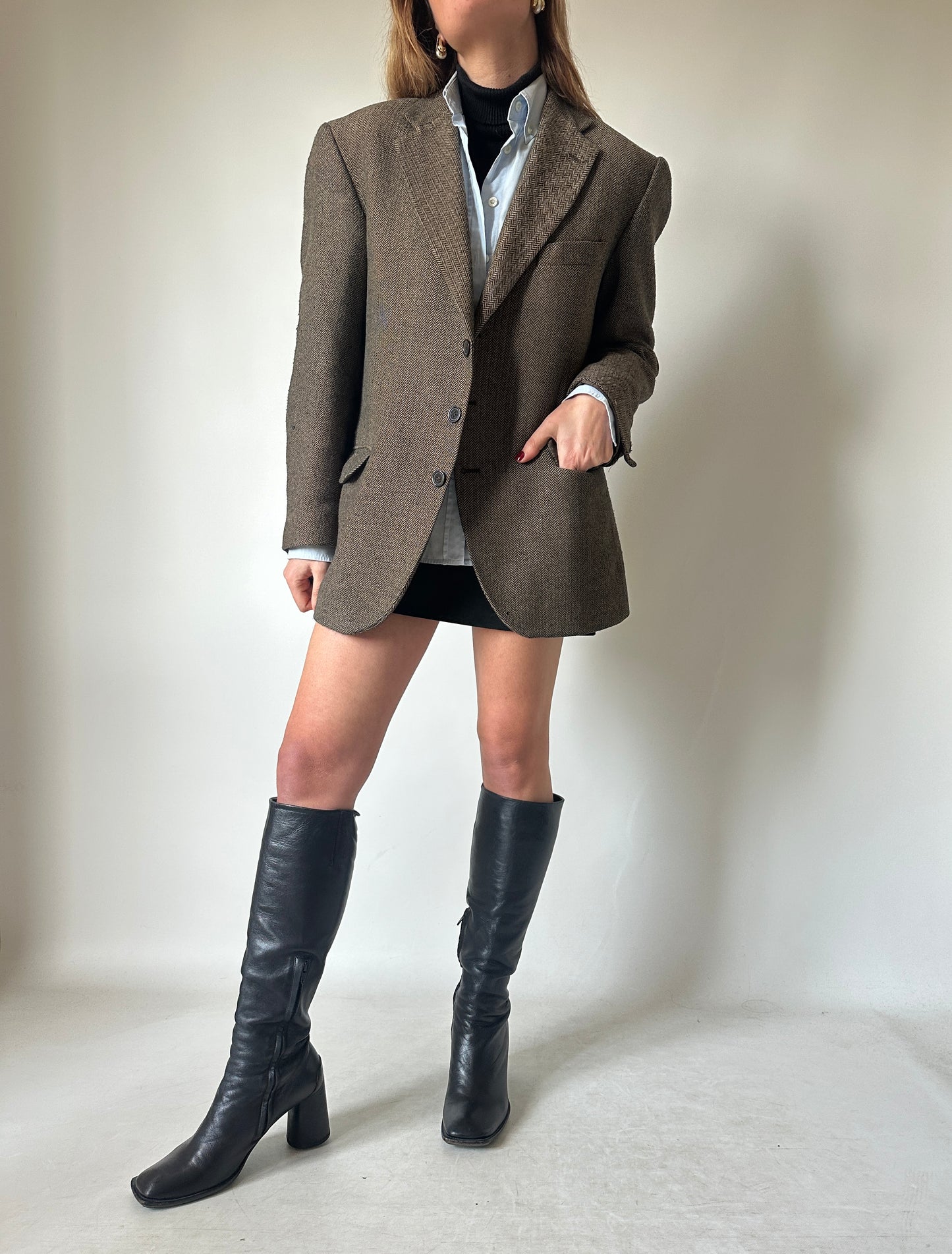 Blazer spigato marrone