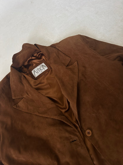 Brown real leather suede jacket