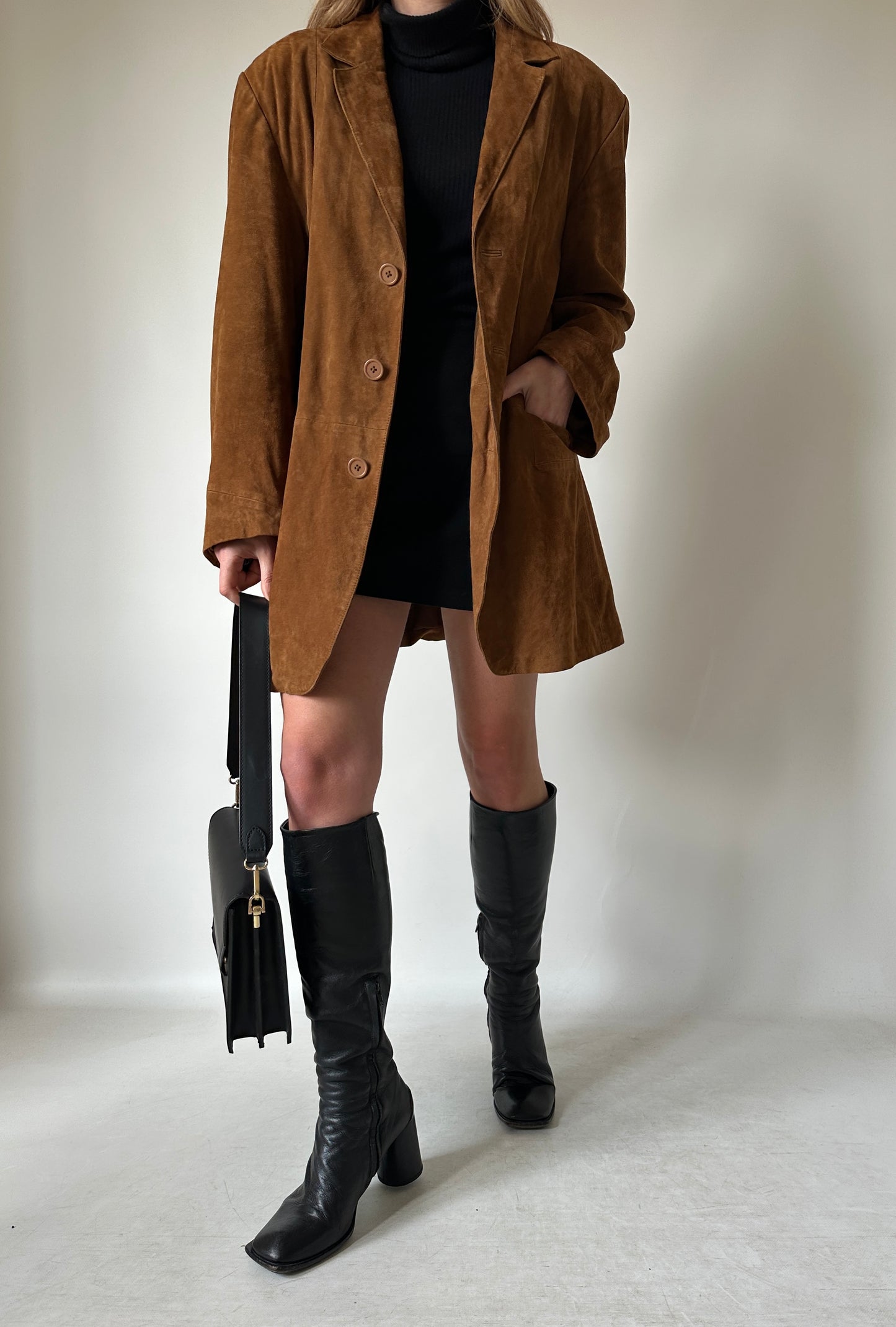 Brown real leather suede jacket