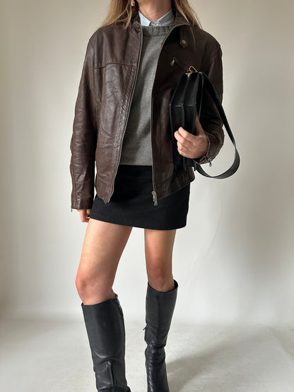 Beautiful chocolate leather biker