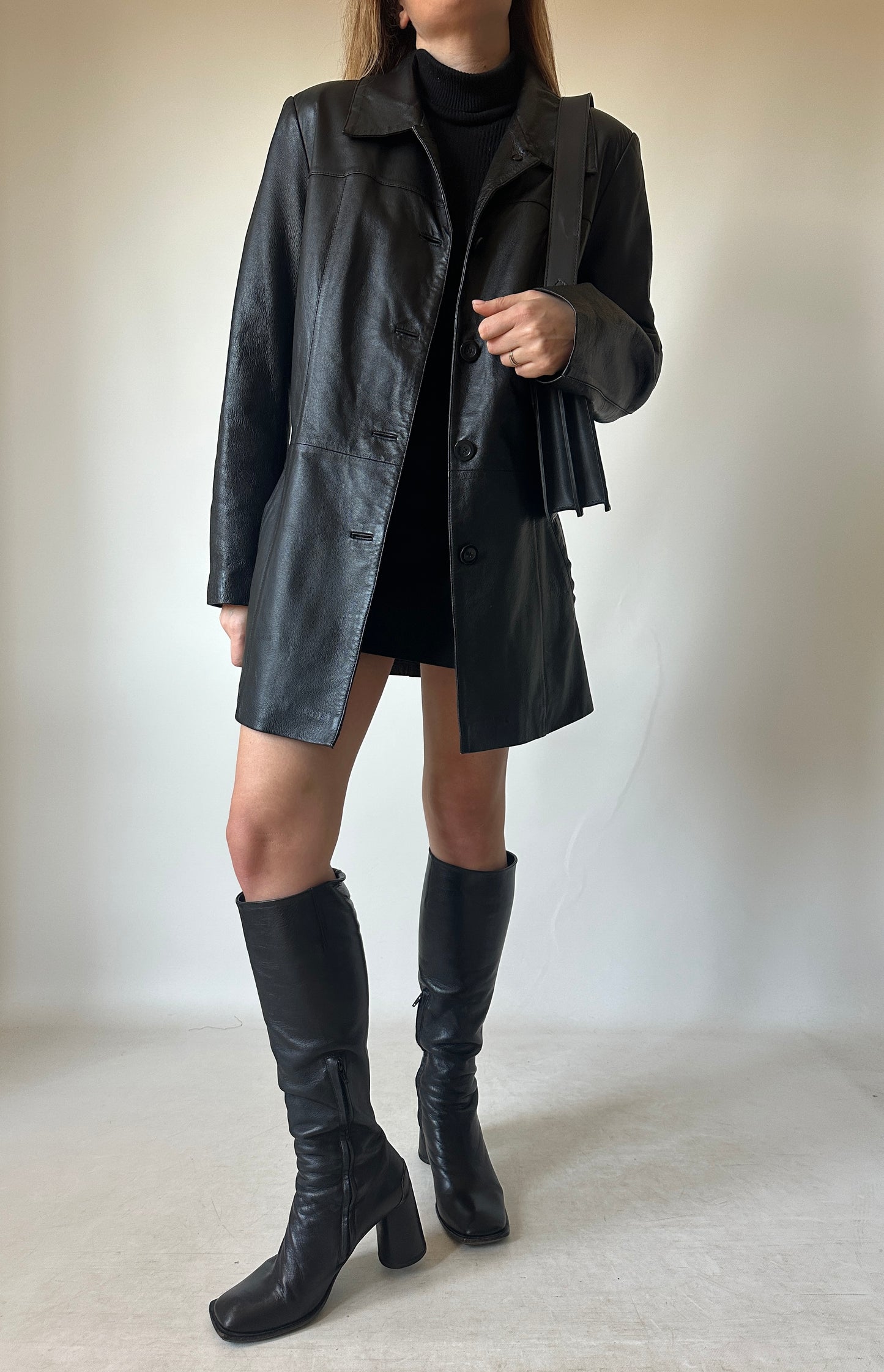 Passpartour black leather jacket