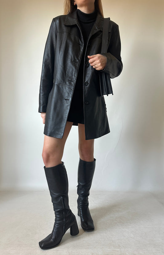 Passpartour black leather jacket