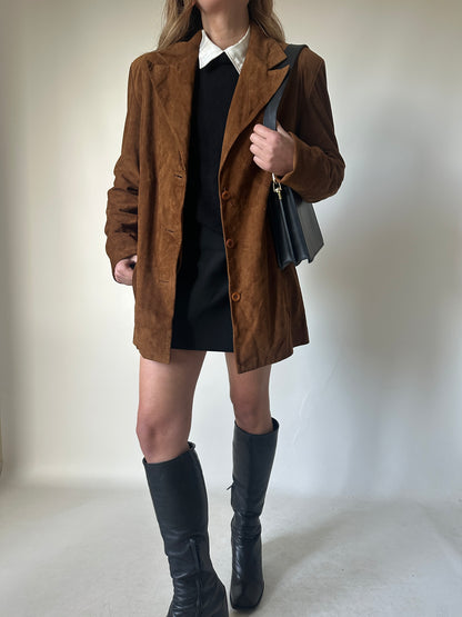 Brown real leather suede jacket