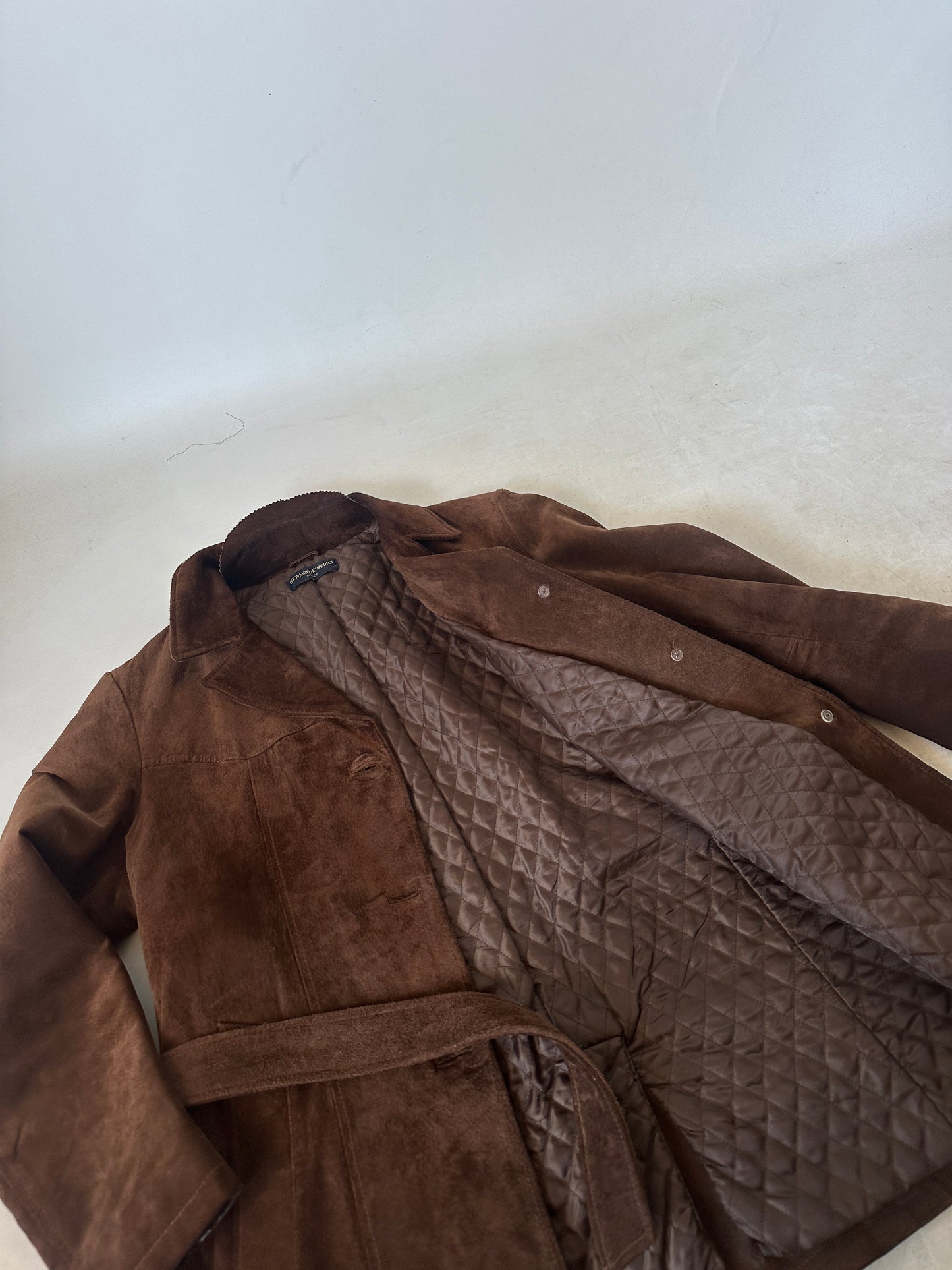 Chocolate suede jacket with belt