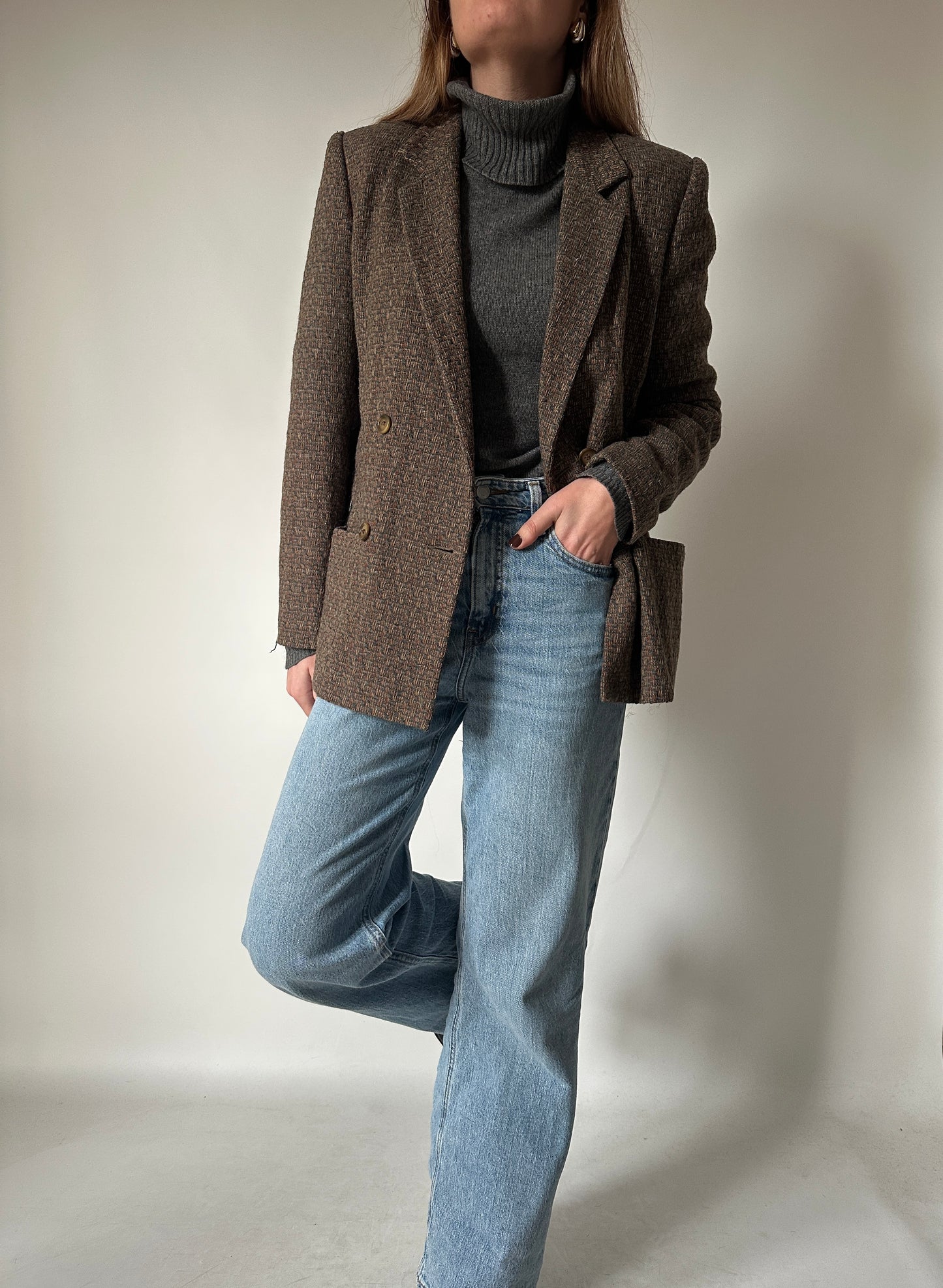 Blazer tramato in lana petite