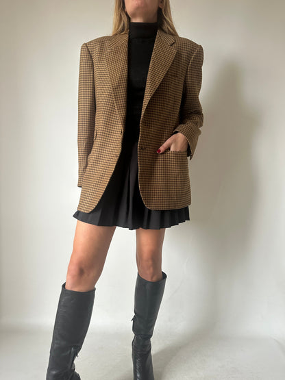 Pied de poule wool blazer coat