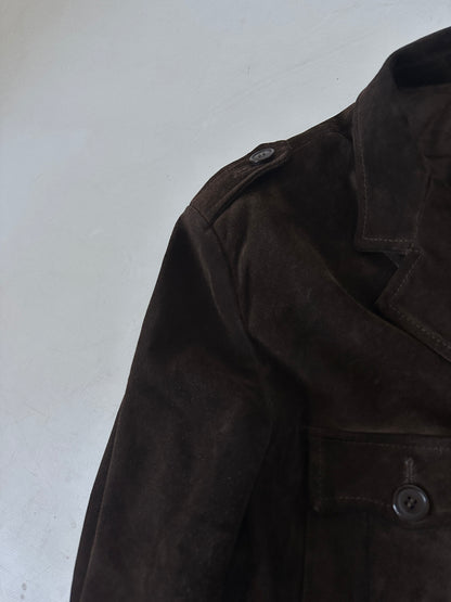 Giacca in suede cioccolato sfoderata