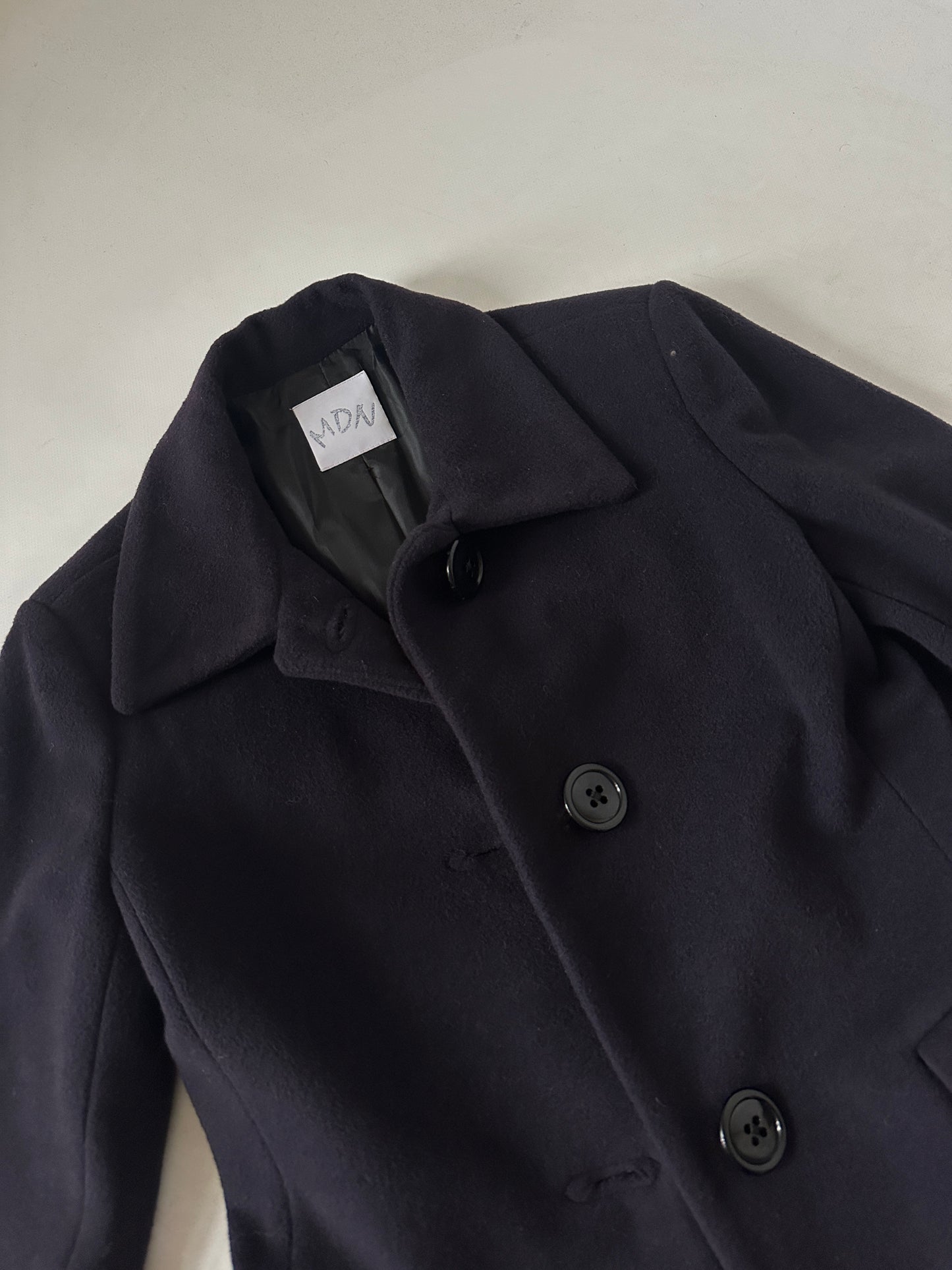 100% wool navy slim coat