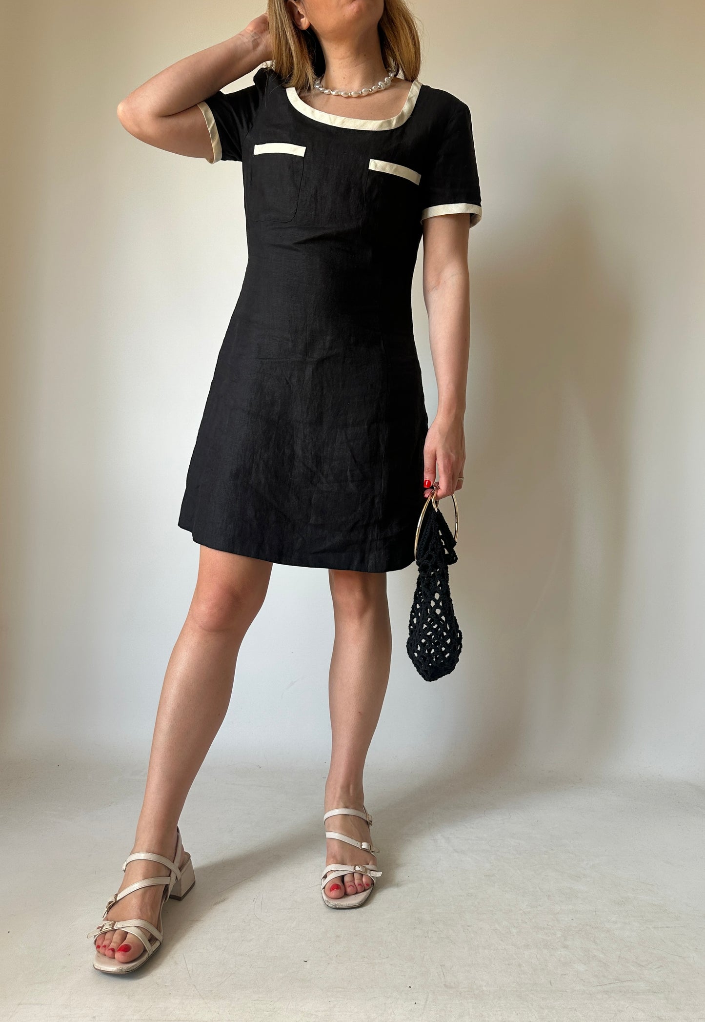 Chanel inspired 100% linen dress
