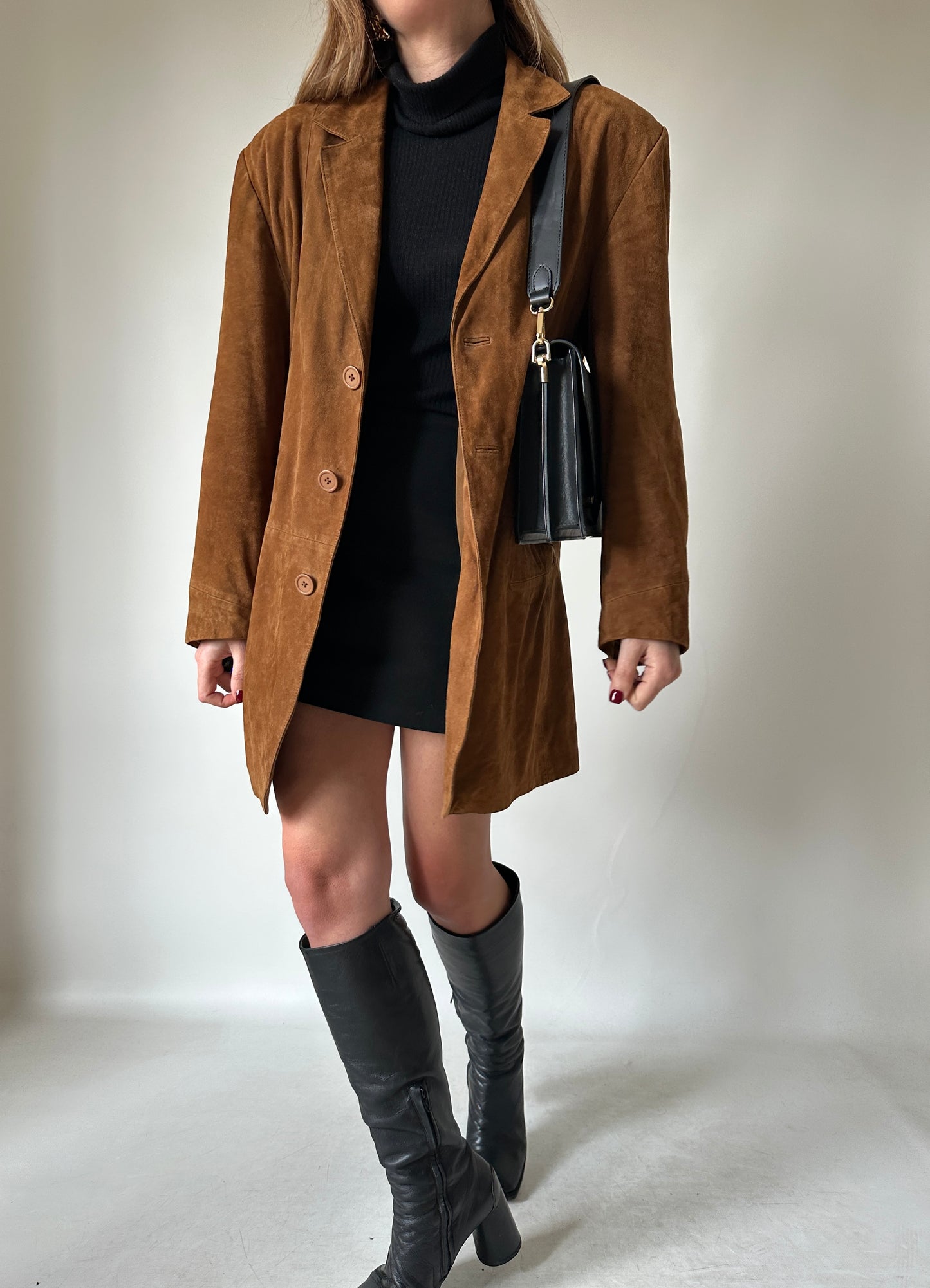 Brown real leather suede jacket