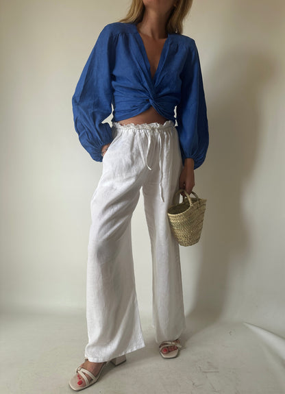 Pantalone Matilde in lino - bianco
