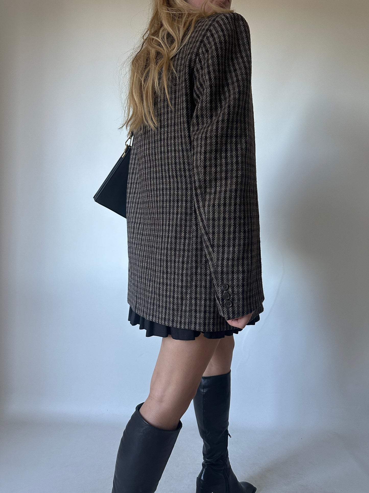 Pied de poule virgin wool brown blazer