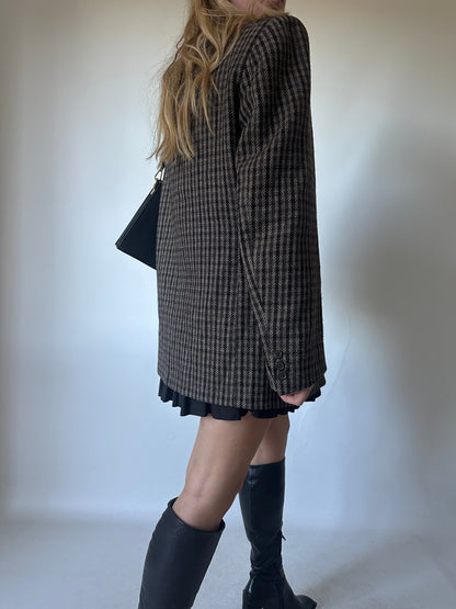 Pied de poule virgin wool brown blazer
