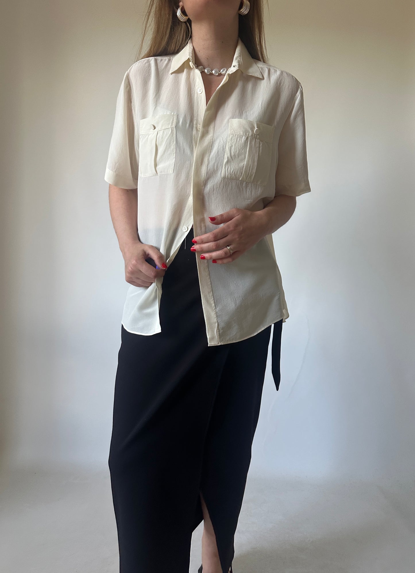 Cream pure silk shirt
